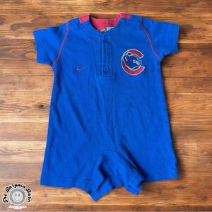 Y2K Nike Team MLB Chicago Cubs Baseball Baby Shortalls Vintage Majestic (3/6M)